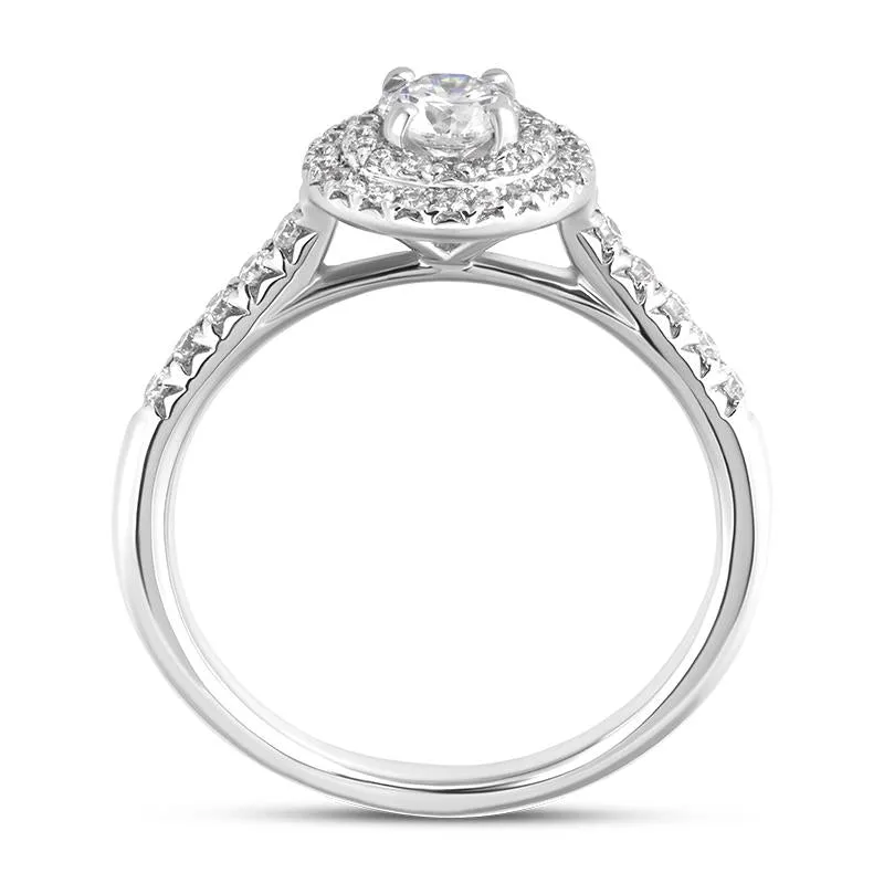 Platinum Diamond Brilliant Round Cut Cluster Shoulder Set Ring