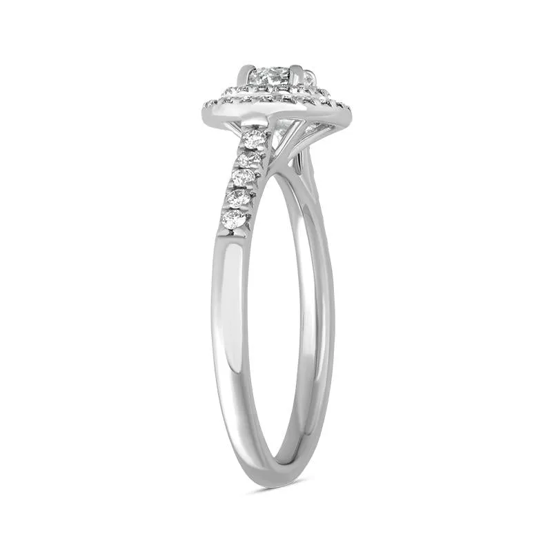 Platinum Diamond Brilliant Round Cut Cluster Shoulder Set Ring