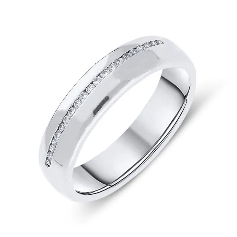 Platinum Diamond Court Shaped Wedding Ring