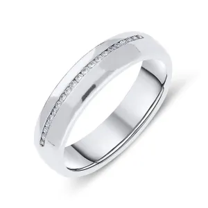 Platinum Diamond Court Shaped Wedding Ring