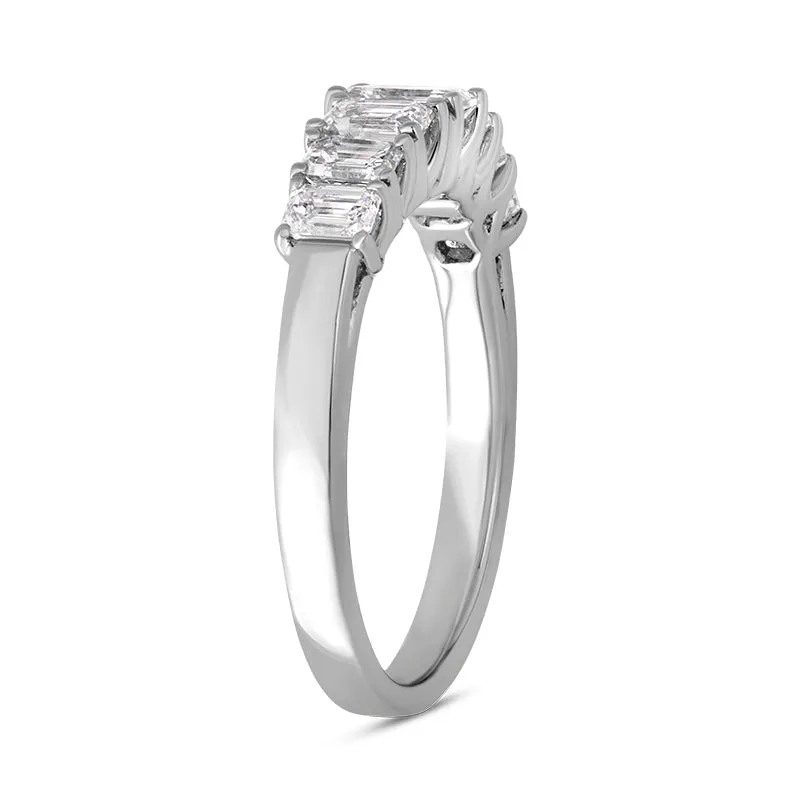 Platinum Diamond Emerald Cut Claw Set Half Eternity Ring