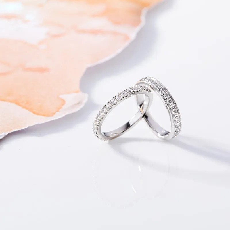 Platinum Diamond Fifteen Stone Half Eternity Ring
