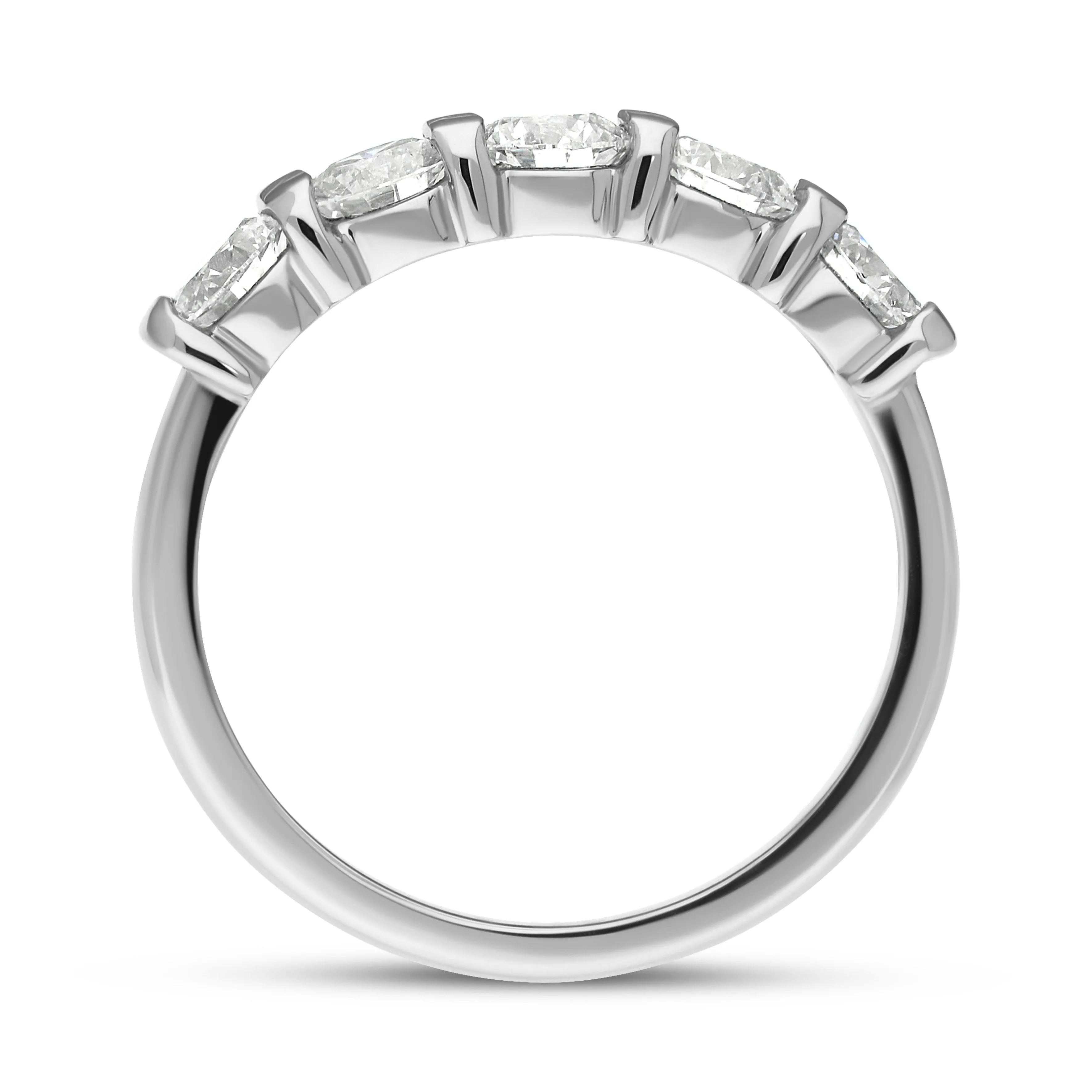 Platinum Diamond Five Stone Bar Set Half Eternity Ring