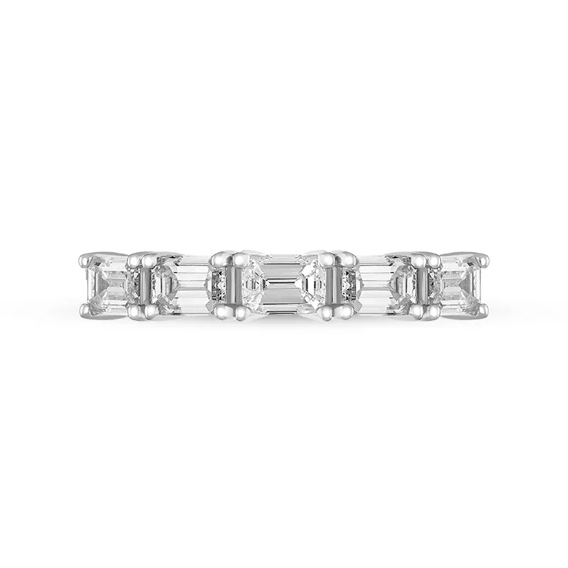 Platinum Diamond Five Stone Emerald Cut Half Eternity Ring