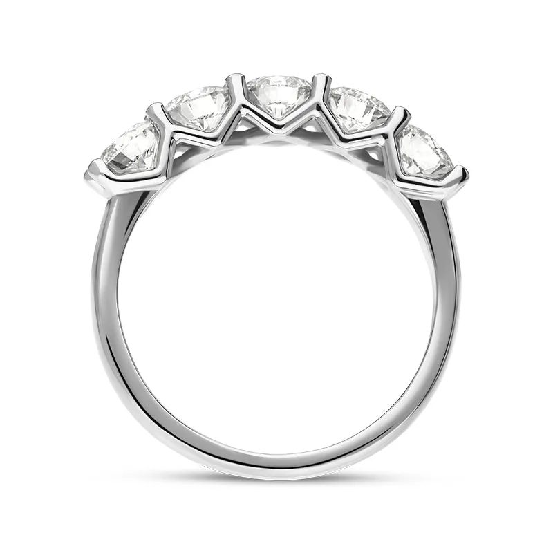 Platinum Diamond Five Stone Half Eternity Ring