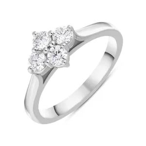 Platinum Diamond Four Stone Cluster Ring