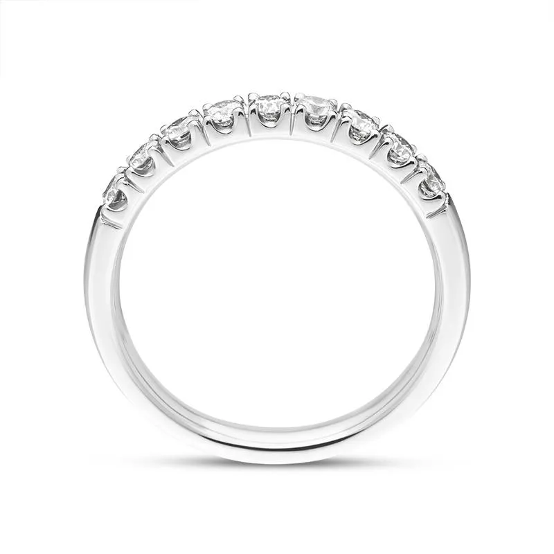 Platinum Diamond Nine Stone Castle Set Half Eternity Ring