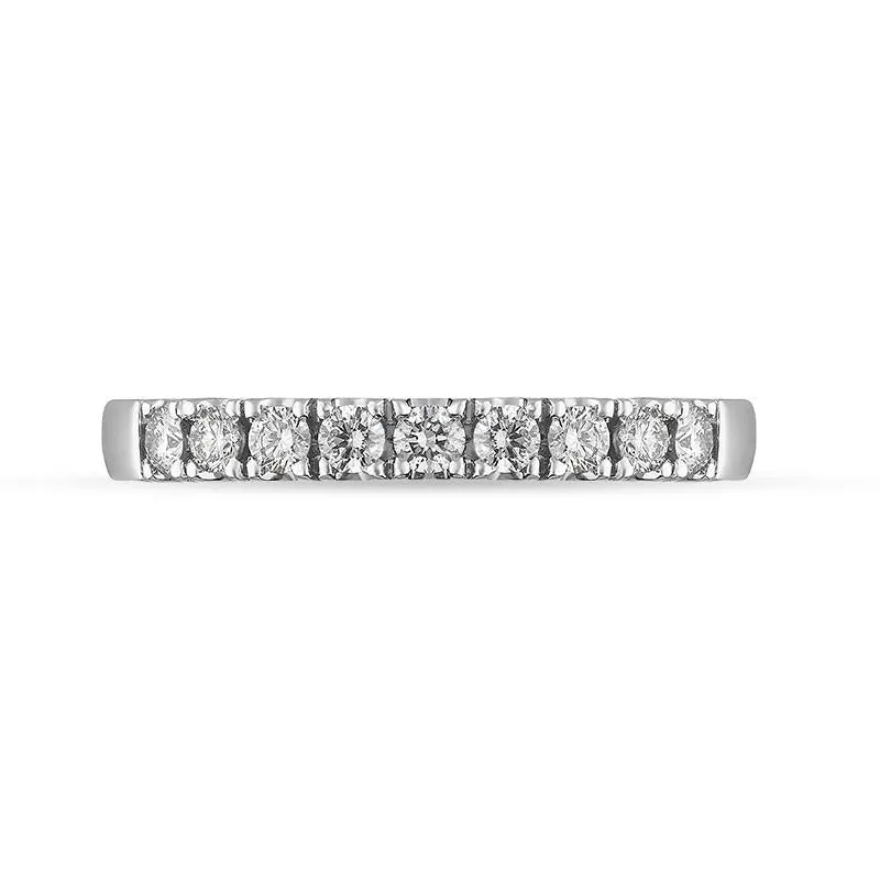 Platinum Diamond Nine Stone Castle Set Half Eternity Ring
