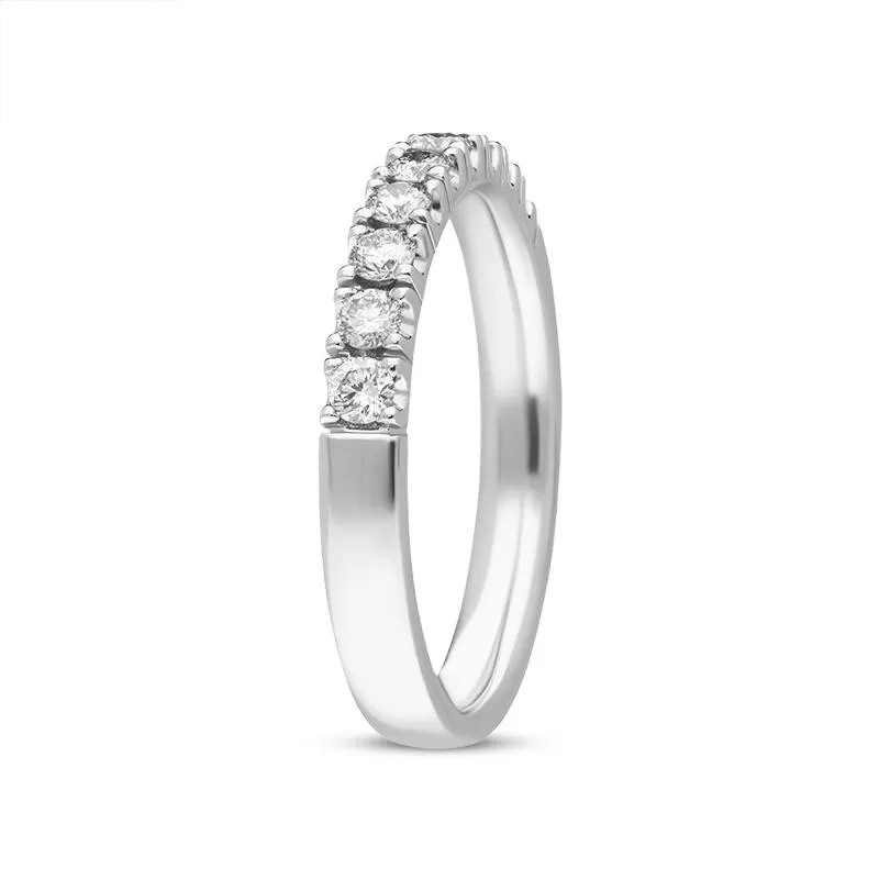 Platinum Diamond Nine Stone Castle Set Half Eternity Ring