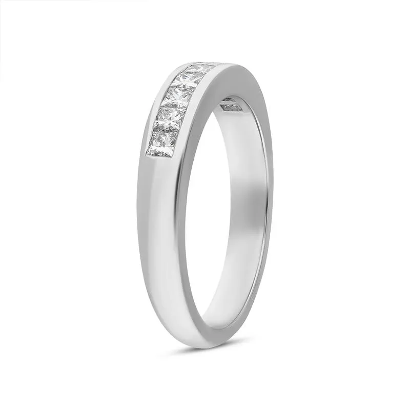 Platinum Diamond Princess Cut Nine Stone Half Eternity Ring