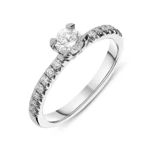 Platinum Diamond Round Brilliant Shoulder Solitaire Ring