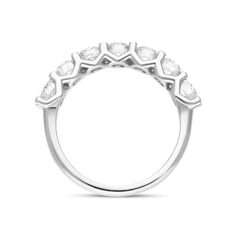 Platinum Diamond Seven Stone Claw Set Half Eternity Ring