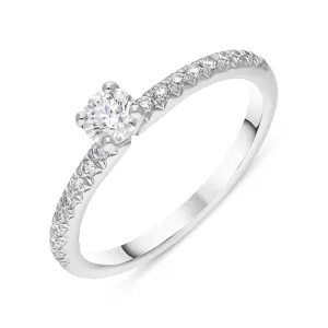 Platinum Diamond Shoulder Set Solitaire Ring