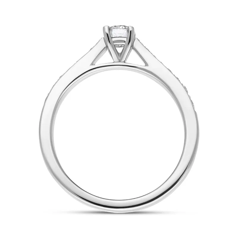 Platinum Diamond Shoulder Set Solitaire Ring