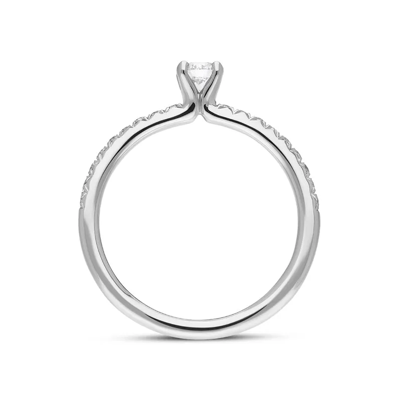 Platinum Diamond Shoulder Set Solitaire Ring