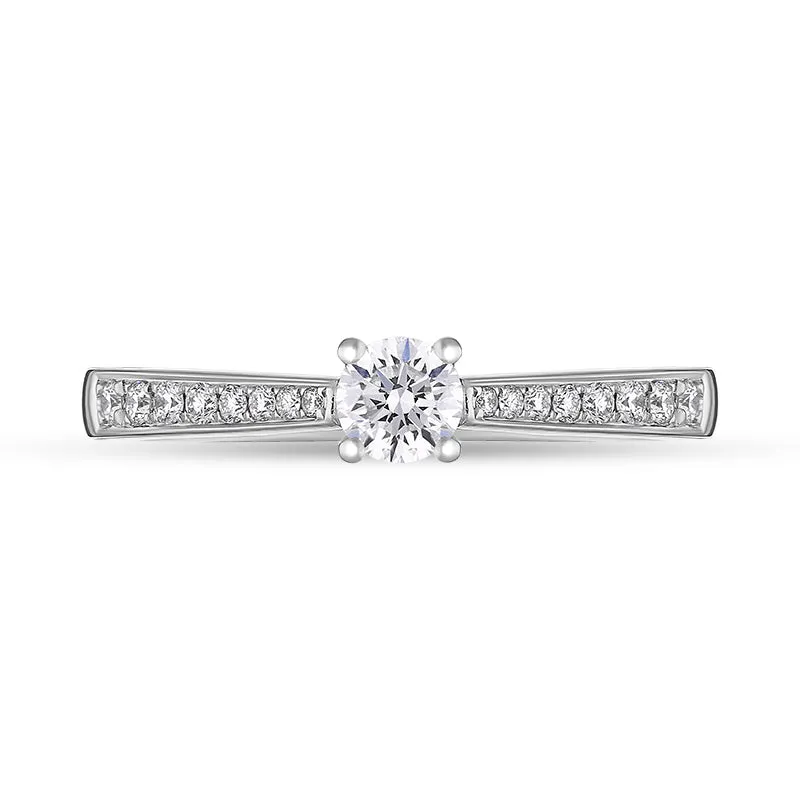 Platinum Diamond Shoulder Set Solitaire Ring
