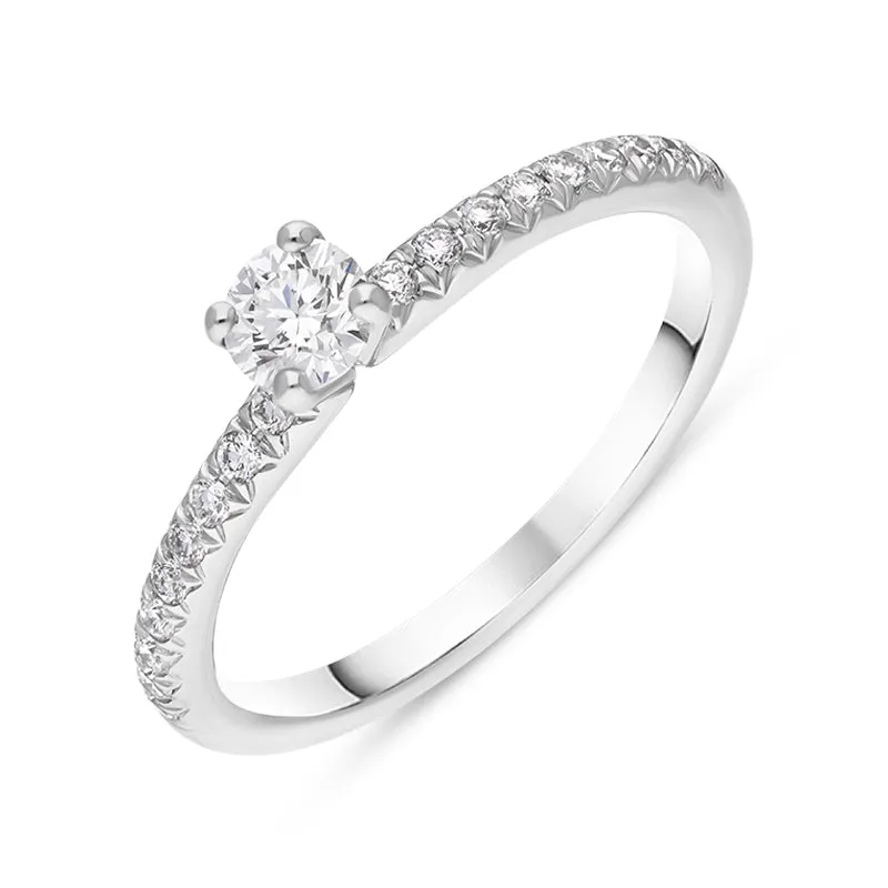 Platinum Diamond Shoulder Set Solitaire Ring