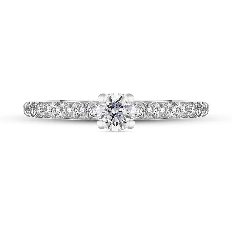 Platinum Diamond Shoulder Set Solitaire Ring