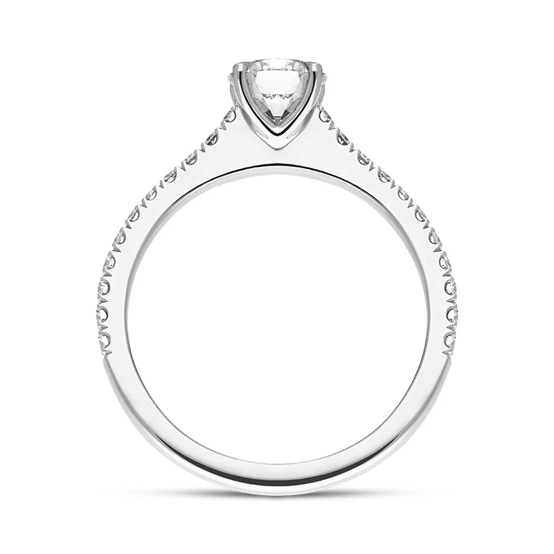 Platinum Diamond Solitaire Shoulder Set Ring