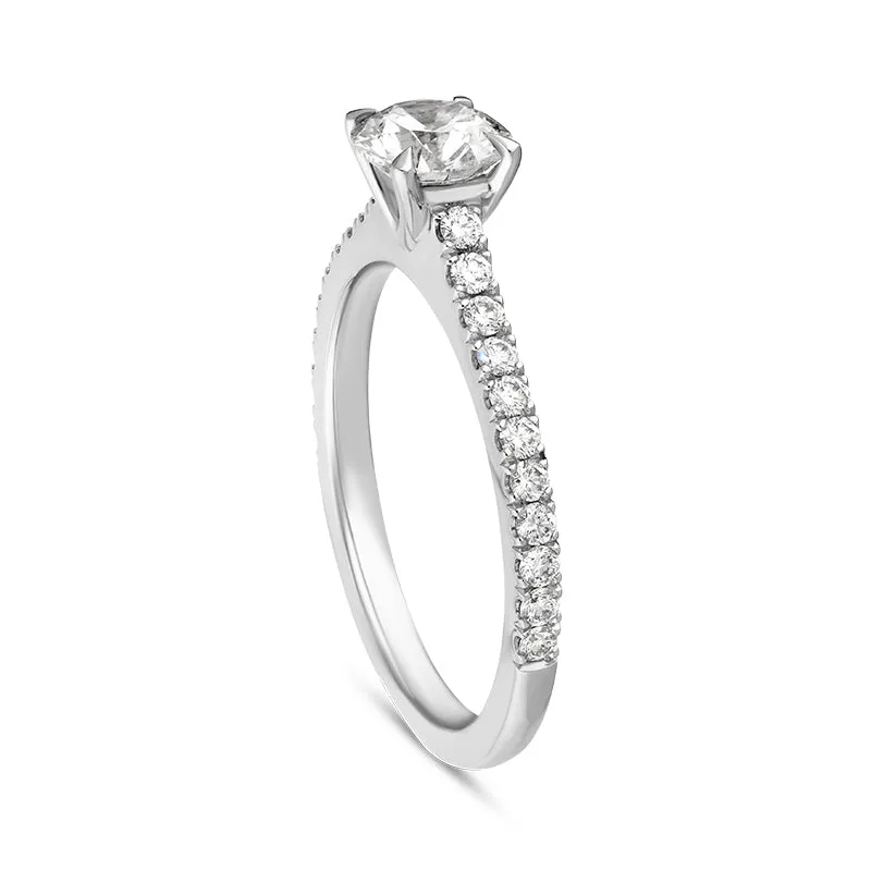 Platinum Diamond Solitaire Shoulder Set Ring