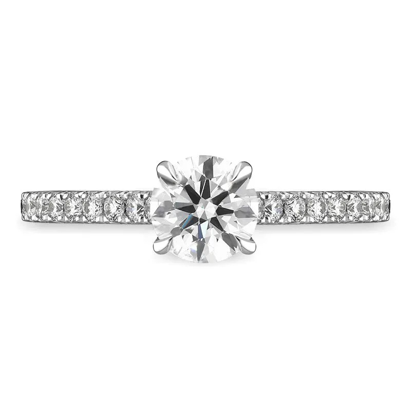 Platinum Diamond Solitaire Shoulder Set Ring