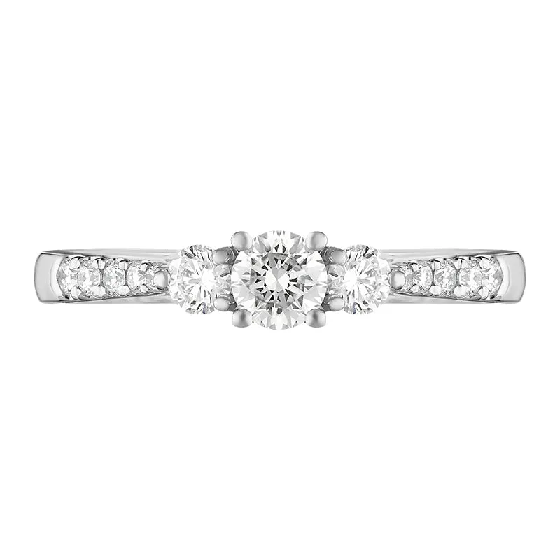 Platinum Diamond Three Stone Oval Cut Ring