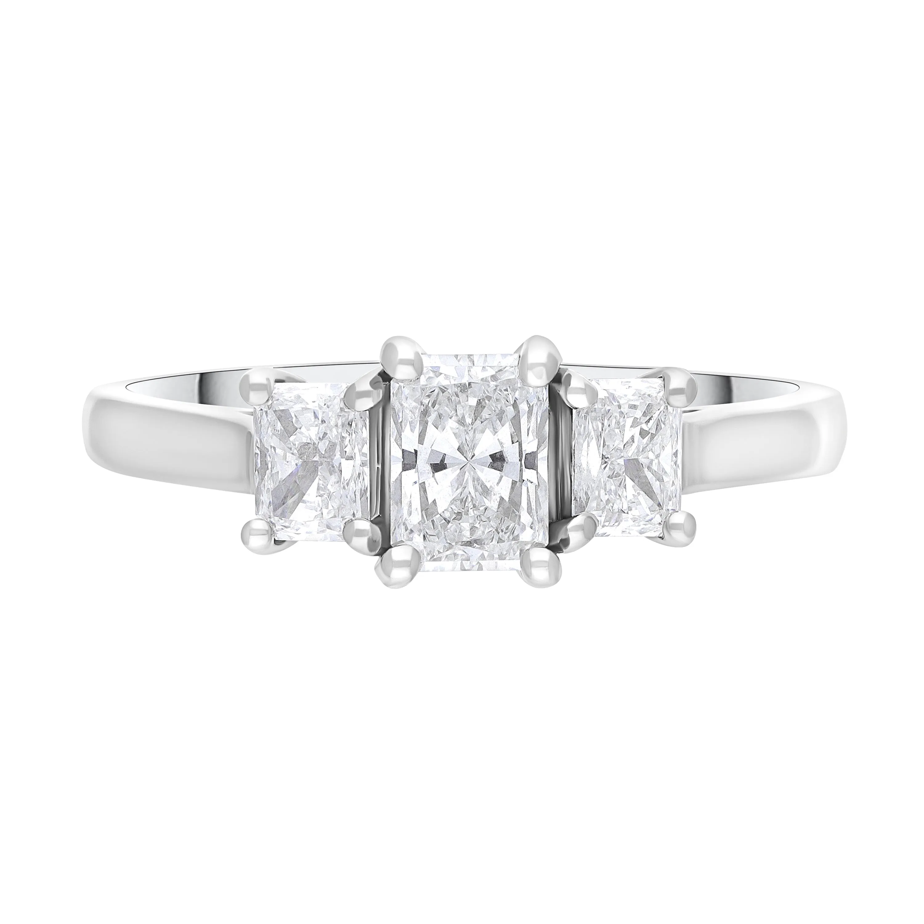 Platinum GIA Certified EVS1 1.01ct Diamond Emerald Cut Trilogy Ring