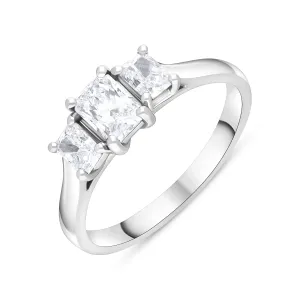 Platinum GIA Certified EVS1 1.01ct Diamond Emerald Cut Trilogy Ring