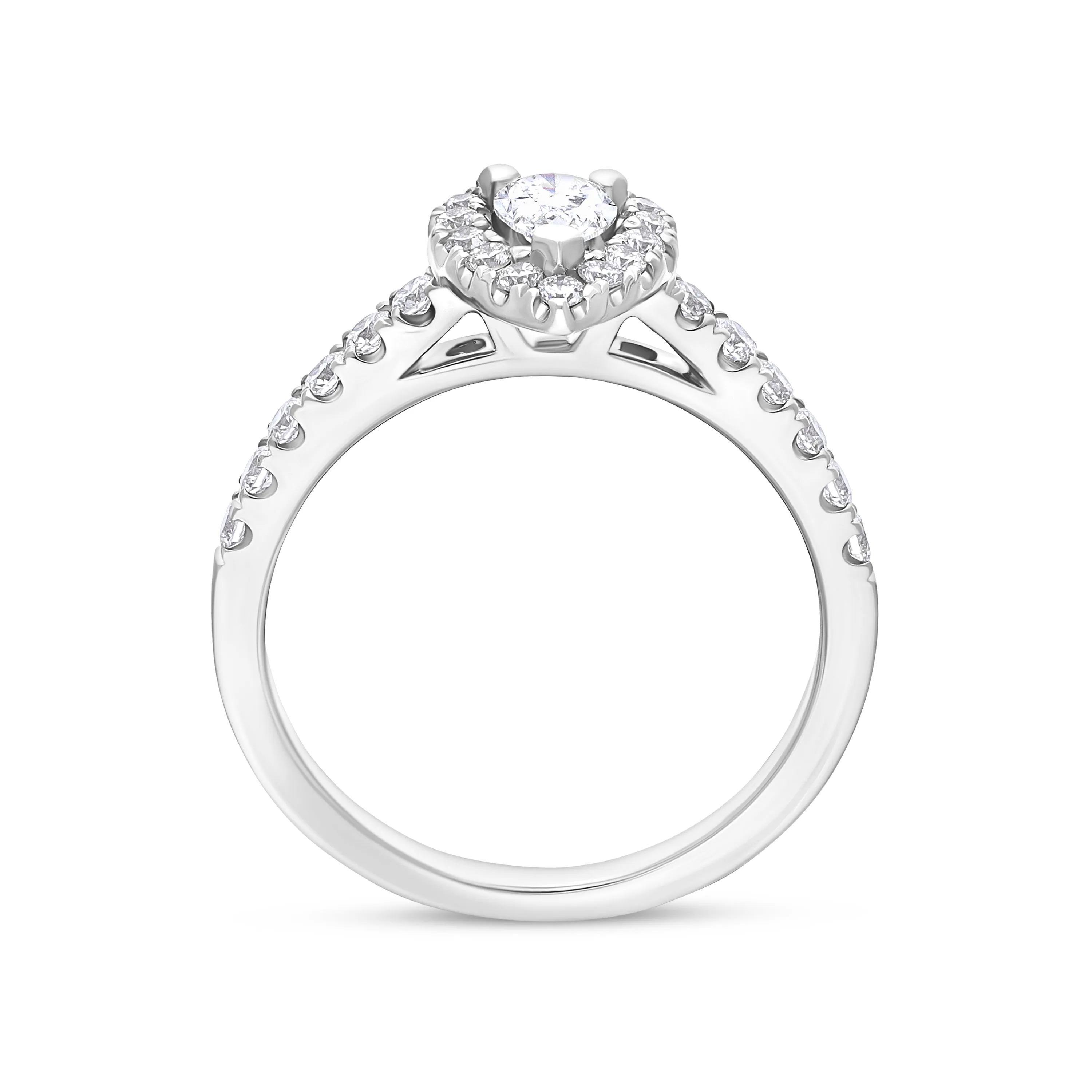 Platinum GIA Certified FVS2 0.75ct Diamond Pear Cut Cluster Ring
