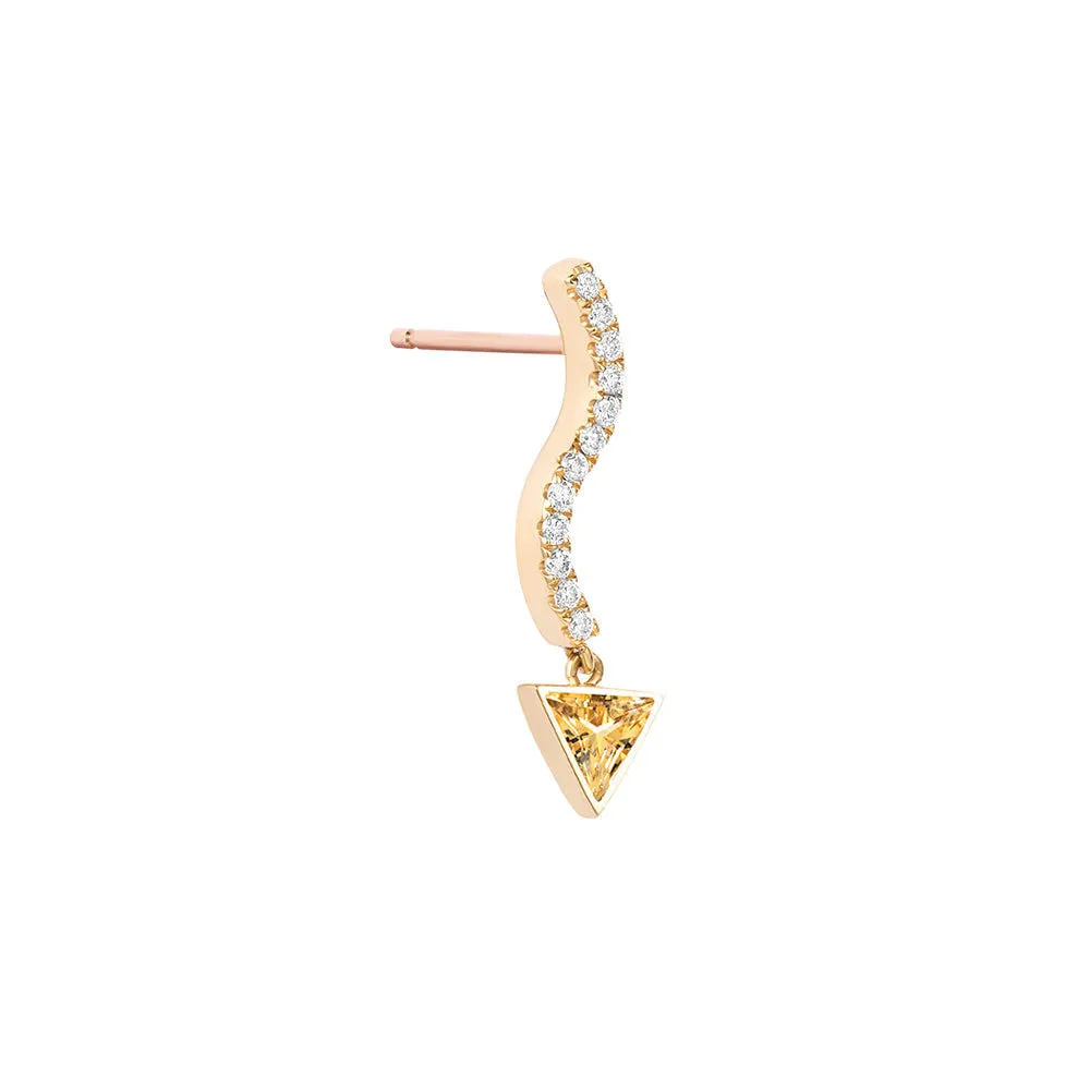 PREMIERE Octavia 18K Gold Ear Jacket w. Aquamarine, Citrin & Diamond