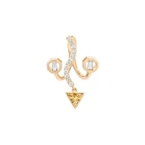 PREMIERE Octavia 18K Gold Ear Jacket w. Aquamarine, Citrin & Diamond