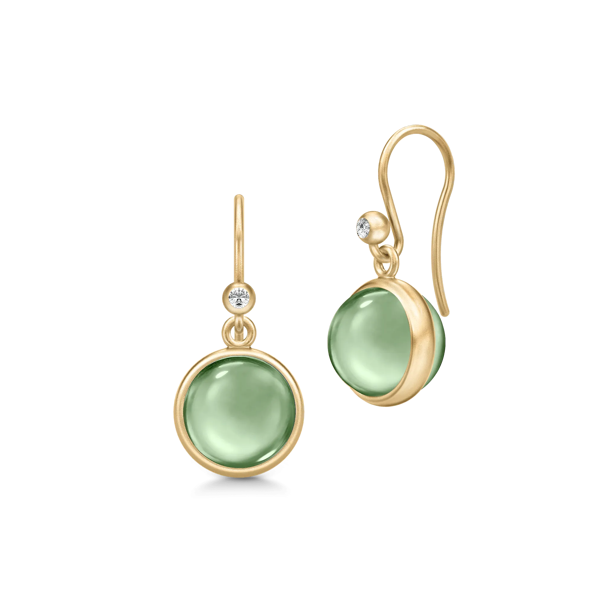 Prime Gold Plated Earrings w. Green Amethyst
