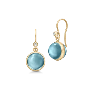 Prime Gold Plated Earrings w. Ice Blue Crystal