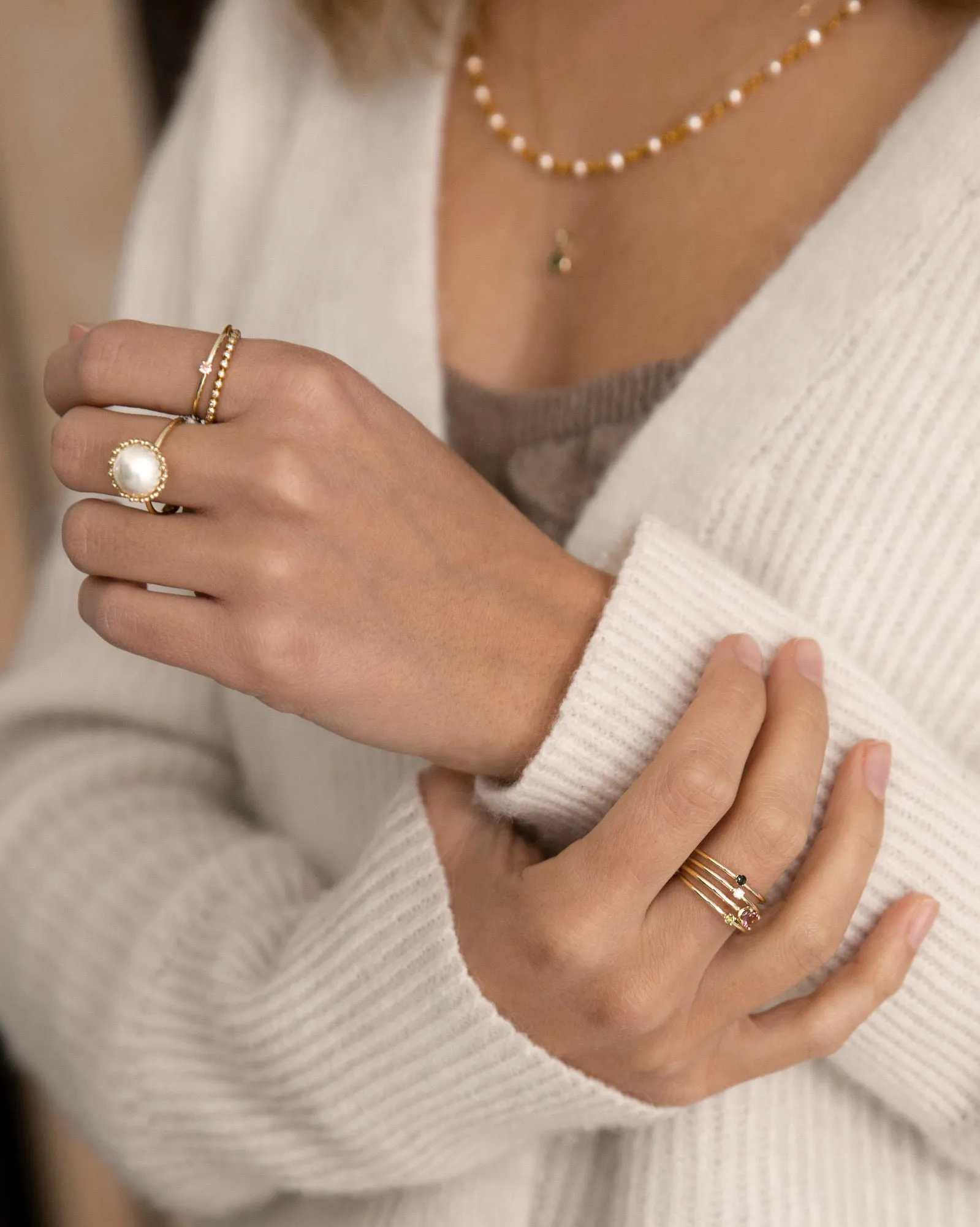 Rainbow 10K Gold Ring w. Diamond