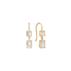 Rainbow 18K Gold Plated Earrings w. Moonstone