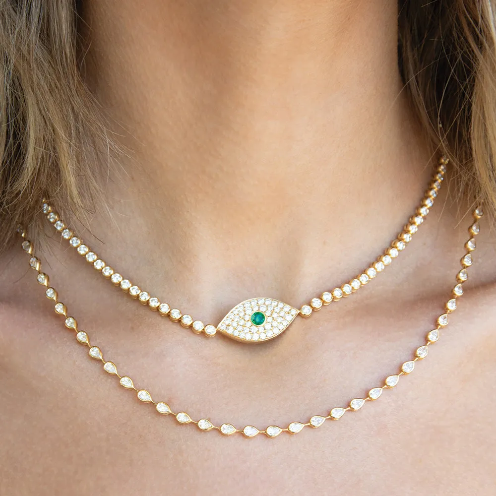 RAINDROP PEAR BEZELED DIAMOND CHOKER Anita Ko