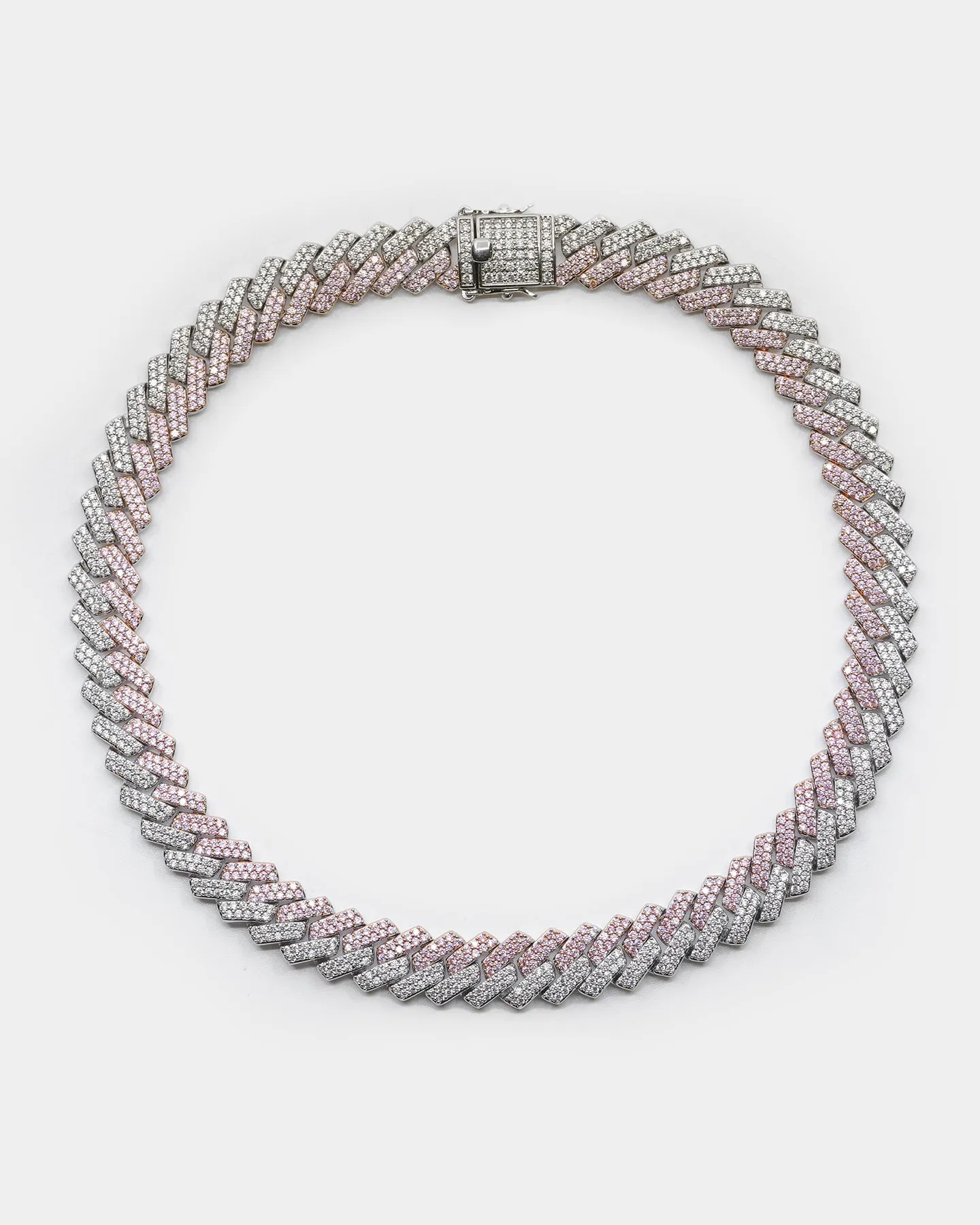 Raising Hell Women's 14" Interlink Choker Necklace Pink/Iced White Gold