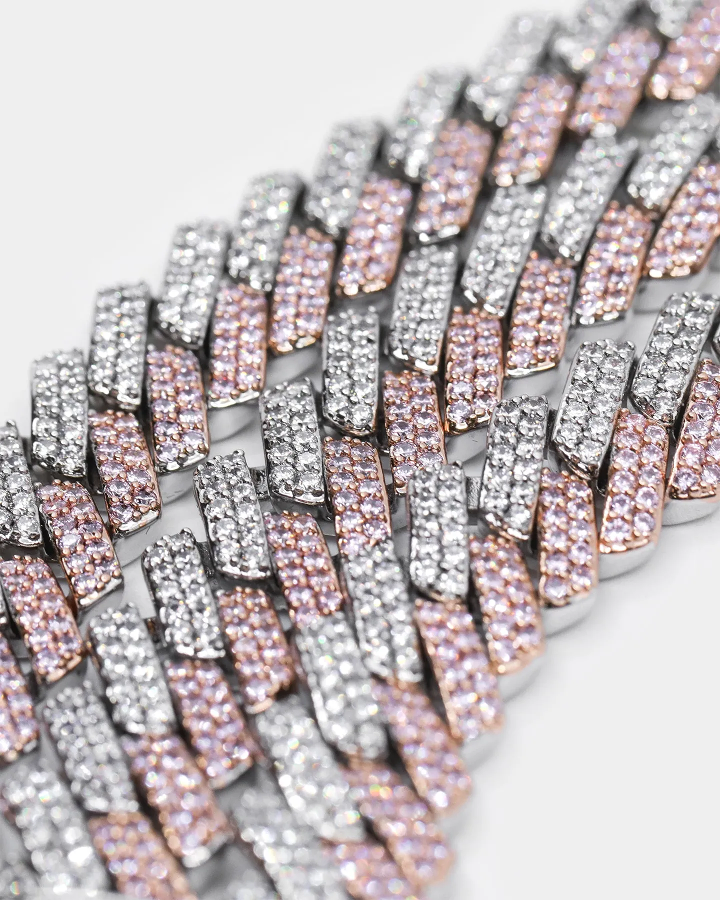 Raising Hell Women's 14" Interlink Choker Necklace Pink/Iced White Gold