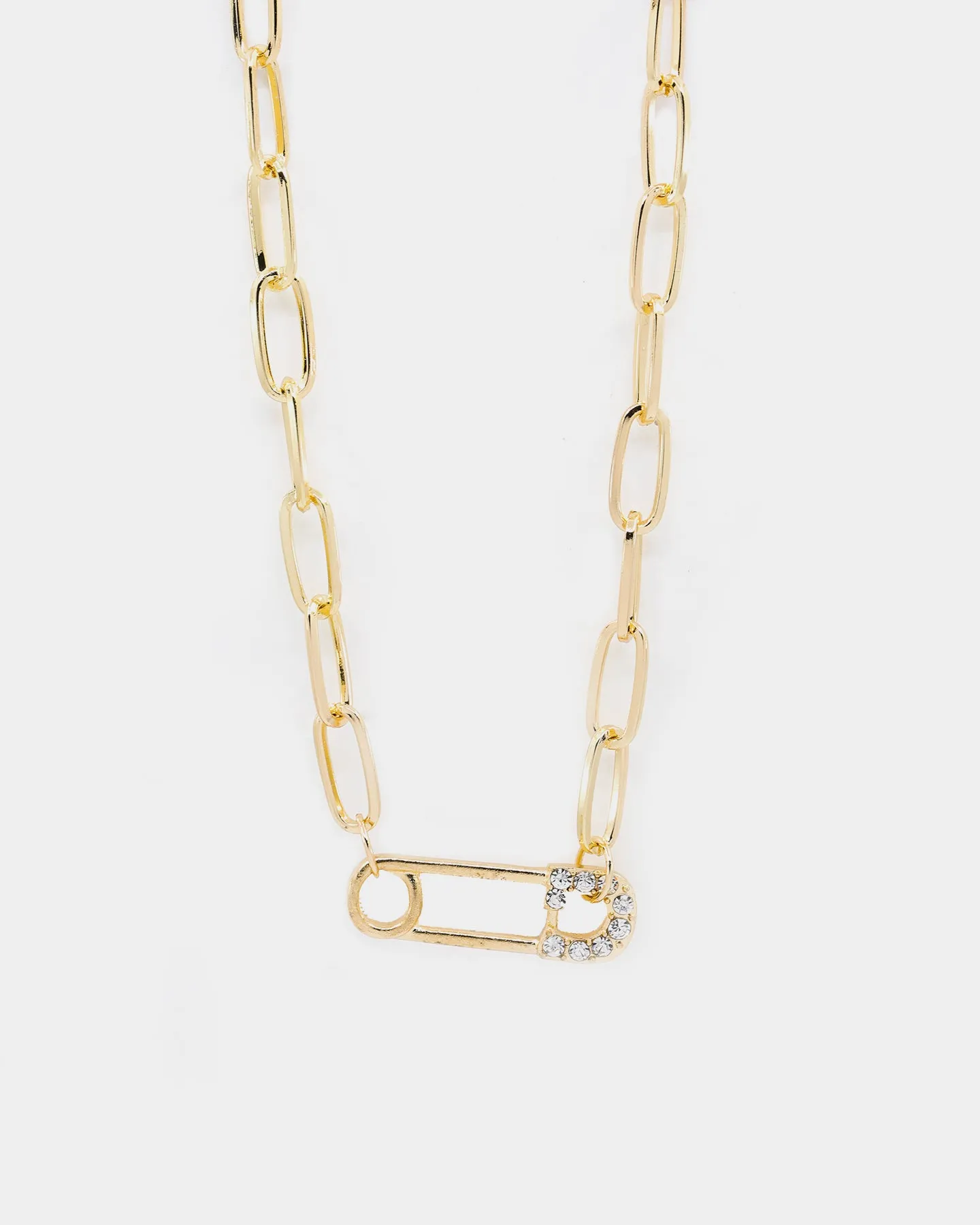 Raising Hell Women's Pin Chain Choker Necklace Gold