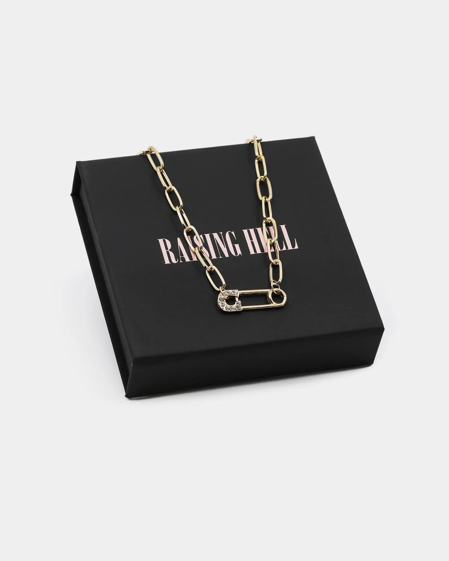 Raising Hell Women's Pin Chain Choker Necklace Gold