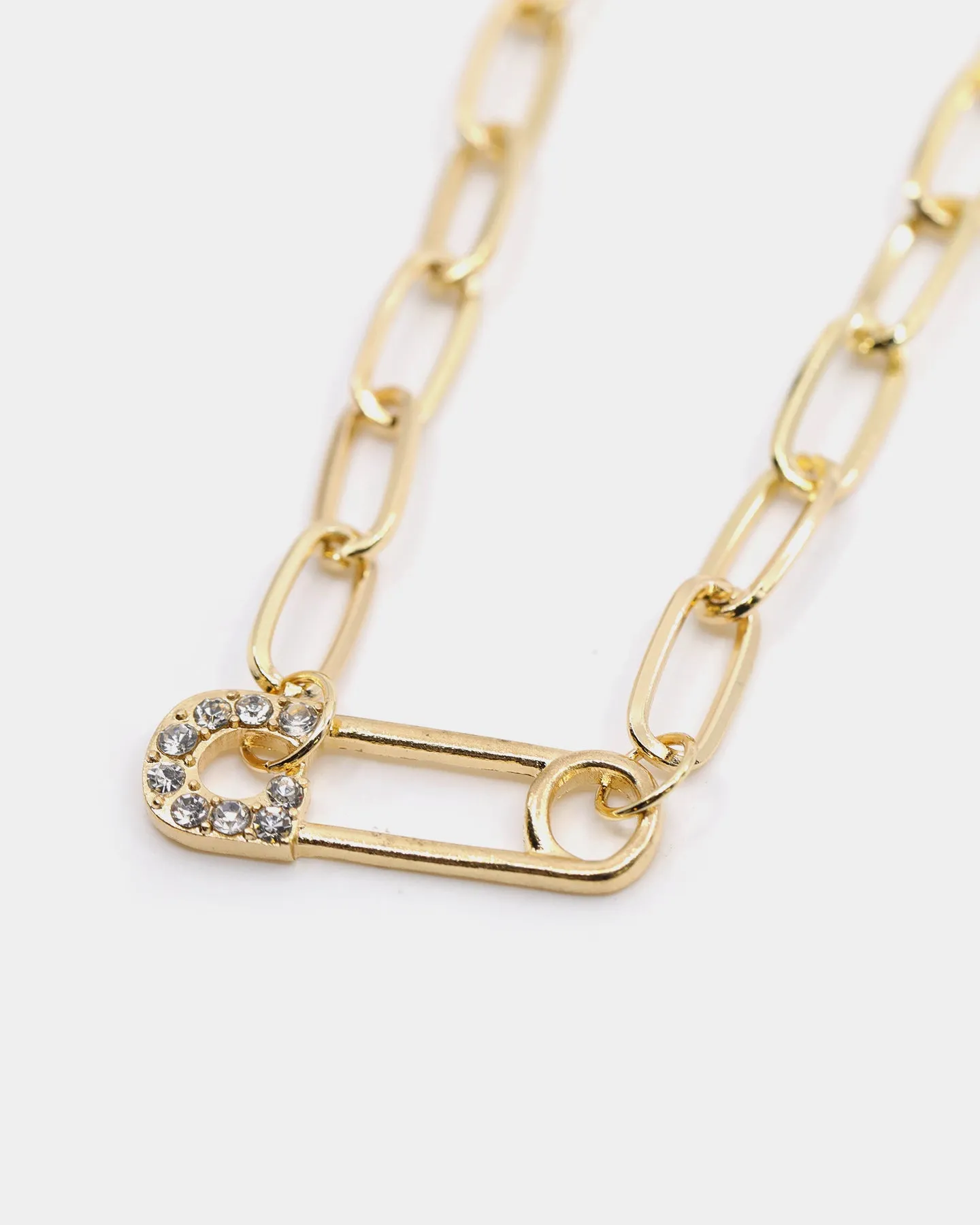 Raising Hell Women's Pin Chain Choker Necklace Gold