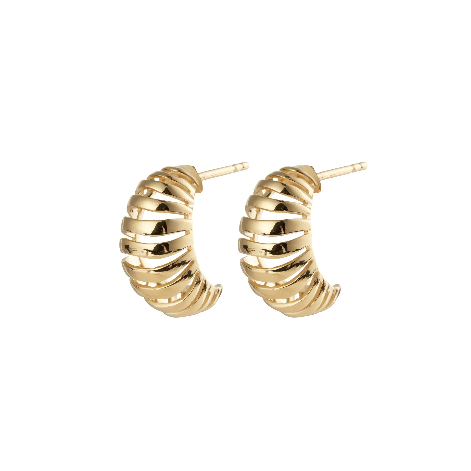 Ribbed Medium Gold Vermeil Earrings