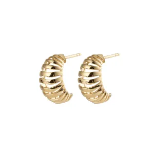 Ribbed Medium Gold Vermeil Earrings