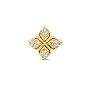 Roberto Coin 18K Yellow Gold Diamond Arabesque Flower Ring