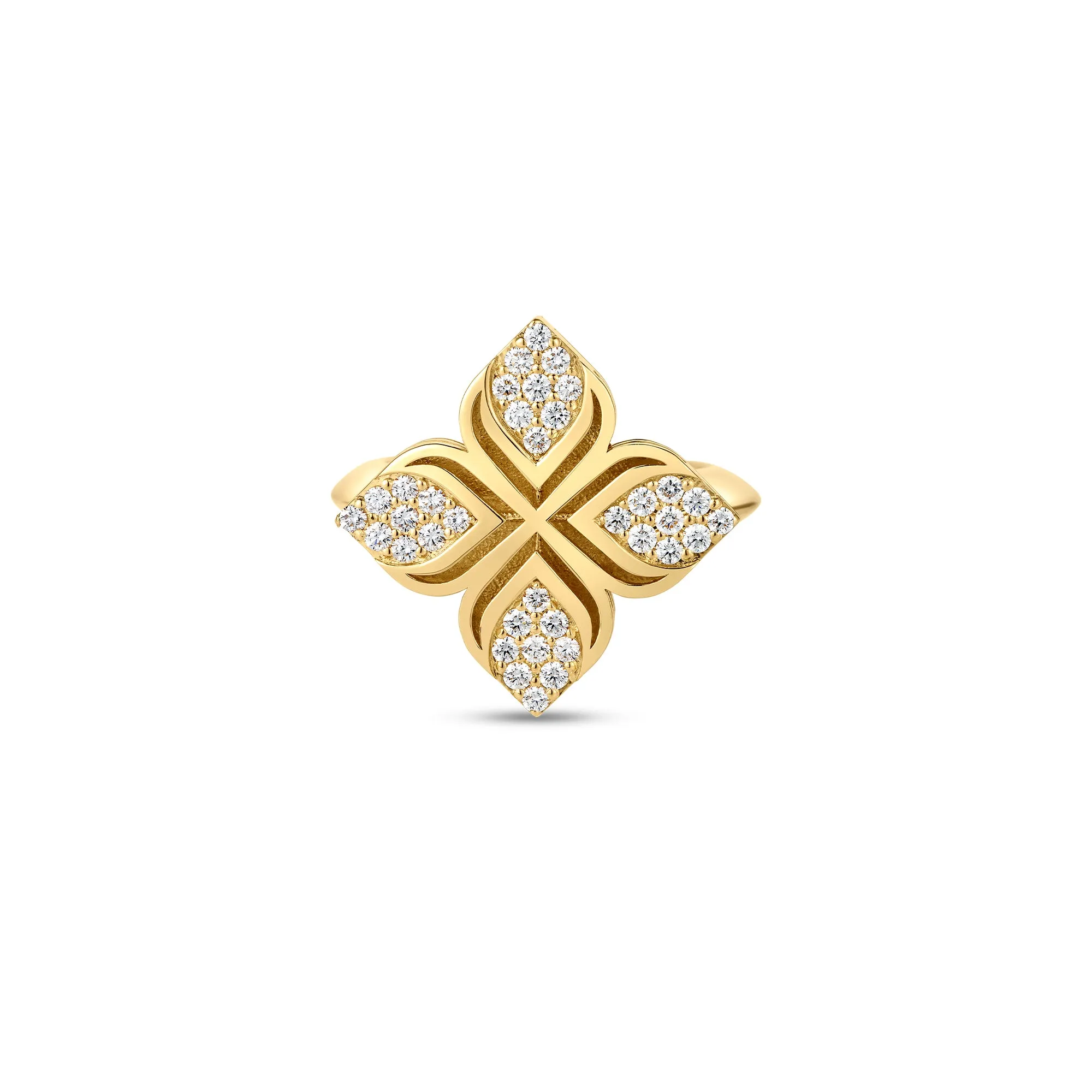 Roberto Coin 18K Yellow Gold Diamond Arabesque Flower Ring