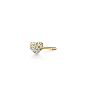 Rock My Heart Pavé 18K Gold Stud w. Diamonds