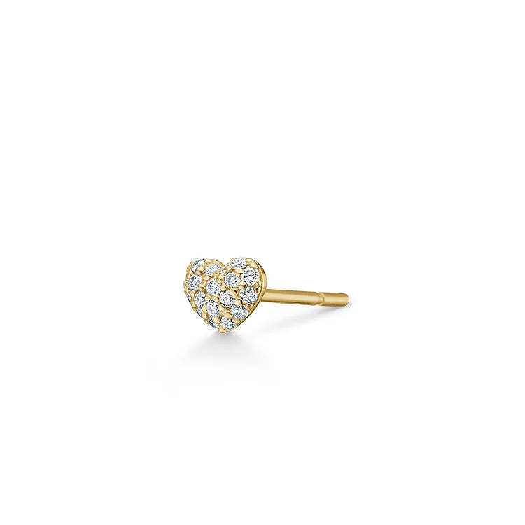 Rock My Heart Pavé 18K Gold Stud w. Diamonds