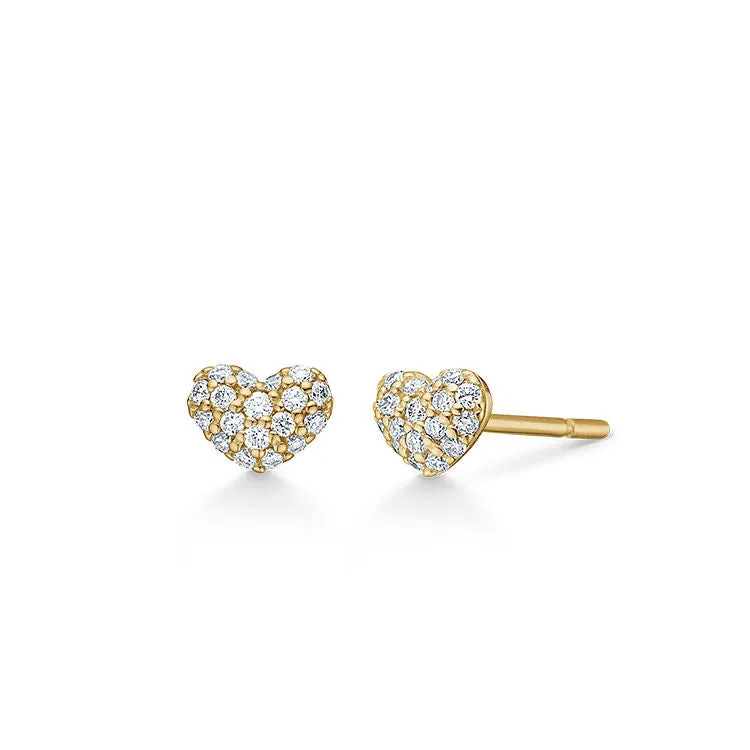 Rock My Heart Pavé 18K Gold Stud w. Diamonds