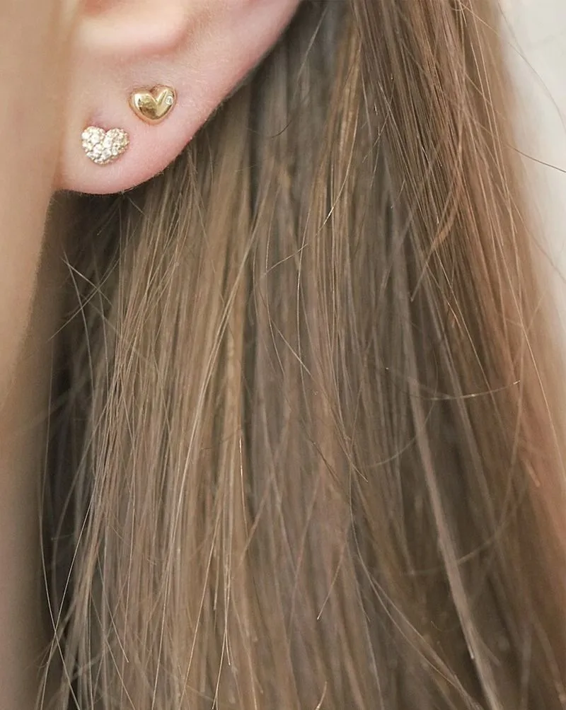 Rock My Heart Pavé 18K Gold Stud w. Diamonds