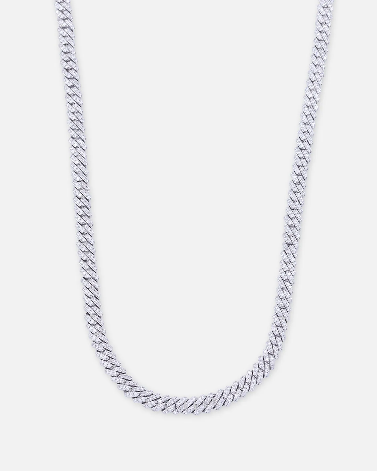 Saint Morta 6mm Iced Cuban Prong Chain Iced White Gold